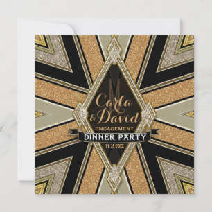 Art Deco Goldy Verlobung Abendessen Party Einladun Einladung