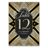 Art Deco Goldy Wedding Tischnummer Cards (Rückseite)