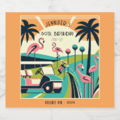 Art Deco Golf 50. Geburtstag Schaumweinetikett (Einzelnes Label)