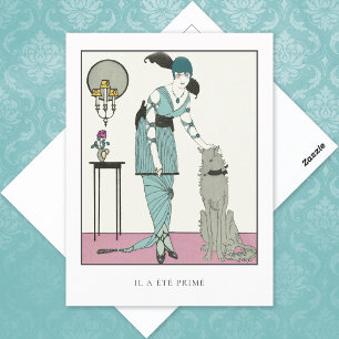 Art Deco Gose Dog Vintage Mode Postkarte
