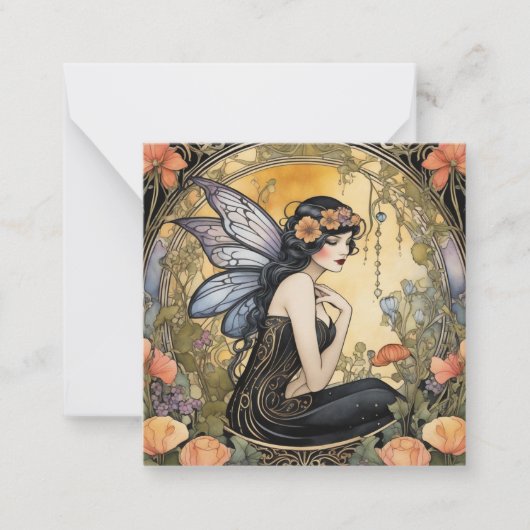 Art Deco Gothic Fairy Card Mitteilungskarte (Vorderseite)