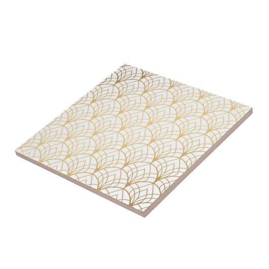 Art Deco Gradient Gold Bronze Muster Fliese (Seite)