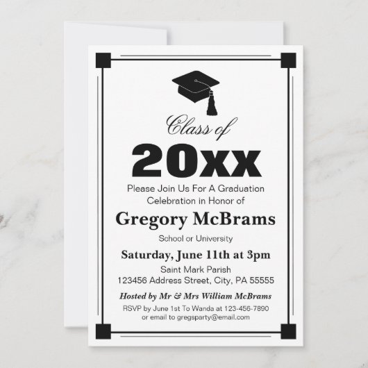 Art Deco Graduation Party Einladung (Vorderseite)