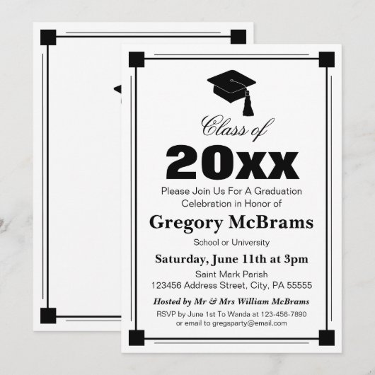 Art Deco Graduation Party Einladung (Vorne/Hinten)