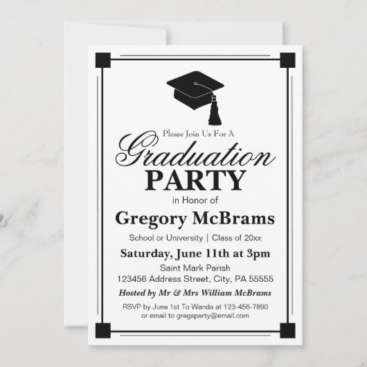 Art Deco Graduation Party Einladung (Vorderseite)