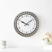Art Deco Grau Große Wanduhr (Zuhause)