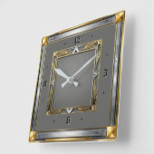 Art Deco Grau Quadratische Wanduhr (Winkel)