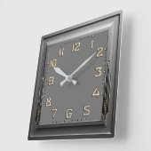 Art Deco Grau Quadratische Wanduhr (Winkel)