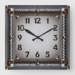 Art Deco Grau Quadratische Wanduhr