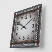 Art Deco Grau Quadratische Wanduhr (Winkel)