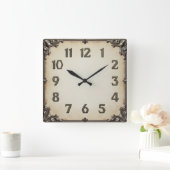 Art Deco Grau  Quadratische Wanduhr (Zuhause)