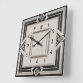Art Deco Grau Quadratische Wanduhr (Winkel)