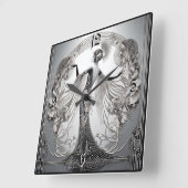 Art Deco Grau Quadratische Wanduhr (Winkel)