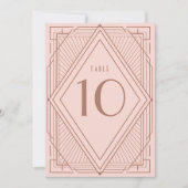 Art Deco Grau Rosa Rose Gold Tischnummer (Vorderseite)