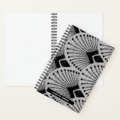 Art Deco Gray Schwarz-weiß Elegantes Pfauen Muster Notizblock (Innen)