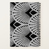 Art Deco Gray Schwarz-weiß Elegantes Pfauen Muster Notizblock (Rückseite)