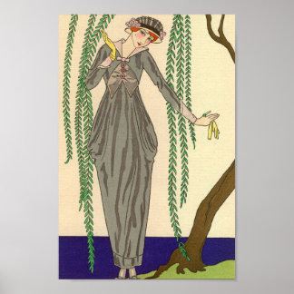 Art Deco Gray Taffeta Zurück in die Welt Poster