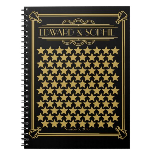 Art Deco Great Gatsby 1920 Wedding Gästebuch Notizblock (Vorderseite)