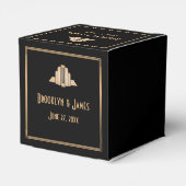 Art Deco Great Gatsby Black Gastgeschenk Hochzeit Geschenkschachtel (Rückseite)