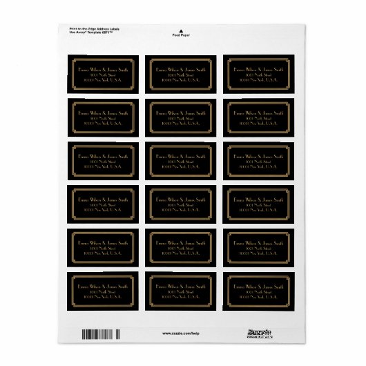Art Deco Great Gatsby Black Gold Address Labels Adressaufkleber (Vorne)