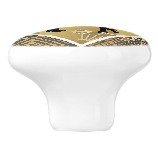 Art Deco Great Gatsby Black Gold Flapper Couple Keramikknauf (Seitenansicht)