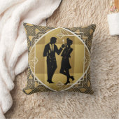 Art Deco Great Gatsby Black Gold Flapper Couple Kissen (Decke)