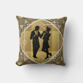 Art Deco Great Gatsby Black Gold Flapper Couple Kissen (Vorderseite)