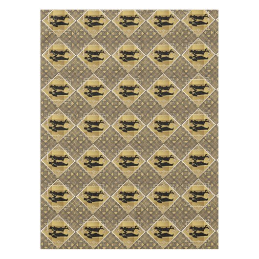 Art Deco Great Gatsby Black Gold Flapper Couple Tischdecke (Vorderseite)