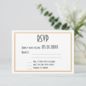 Art Deco Great Gatsby Black Wedding RSVP Karte (Stehend Vorderseite)