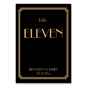 Art Deco Great Gatsby Black Wedding Tischnummern