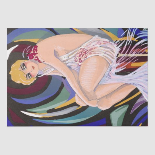 Art Deco Great Gatsby Flapper Kunst, Dichtung und  Seidenpapier (Vorderseite)