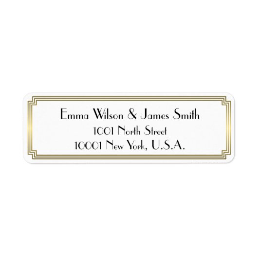 Art Deco Great Gatsby Gold Rücksendeadressen-Aufkl (Vorne)