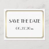 Art Deco Great Gatsby Gold Save the Date Postkarte (Vorderseite)