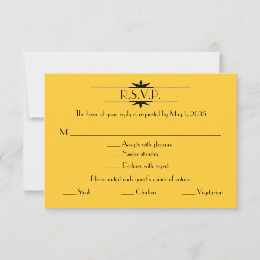 Art Deco Great Gatsby Reply Card RSVP Karte (Vorderseite)