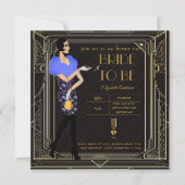 Art Deco Great Gatsby Roaring 20er Brautparty Bl Einladung (Vorderseite)