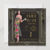 Art Deco Great Gatsby Roaring 20er Brautparty Pk Einladung (Vorderseite)