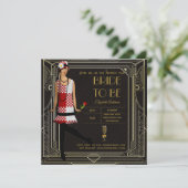 Art Deco Great Gatsby Roaring 20er Brautparty Rd Einladung (Stehend Vorderseite)