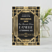 Art Deco Great Gatsby Roaring 20's 30 th Birthday Einladung (Stehend Vorderseite)