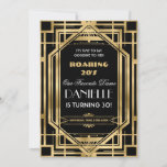 Art Deco Great Gatsby Roaring 20's 30 th Birthday  Einladung<br><div class="desc">Personalisieren Sie diese Vintage Kunst Deko Great Gatsby rauaring 20er Thema 30. Geburtstag Einladung einfach und schnell, einfach drücken Sie die Schaltfläche Anpassen, um den Stil und die Platzierung des Textes weiter zu ordnen und zu formatieren. Mit einem schicken Deko-Rahmen und einem Schwarz/Gold Farbschema. Passende Artikel im Shop erhältlich! c)...</div>