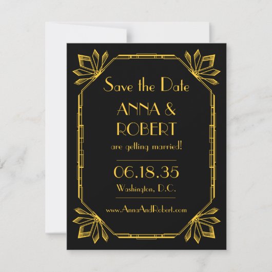 Art Deco Great Gatsby Save The Date (Vorderseite)