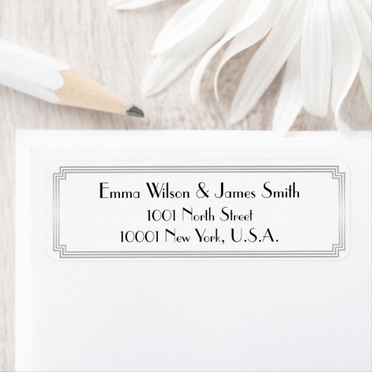 Art Deco Great Gatsby Silver Rücksendeadressen-Auf (Insitu)