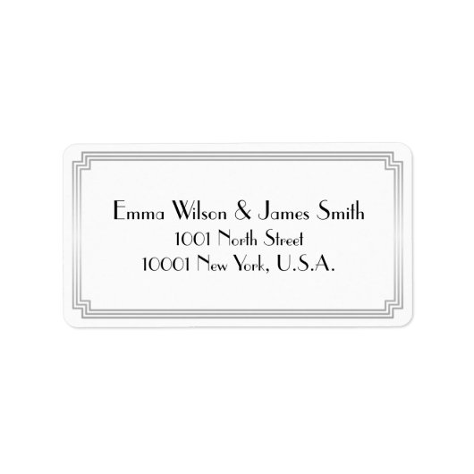 Art Deco Great Gatsby Silver White Address Labels Adressaufkleber (Vorne)