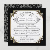 Art Deco Great Gatsby Style Typografie in Lace Gol Einladung (Vorne/Hinten)