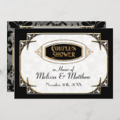 Art Deco Great Gatsby Style Typografie in Lace Gol Einladung (Vorne/Hinten)