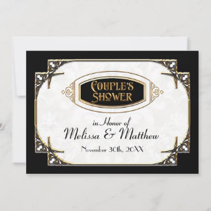 Art Deco Great Gatsby Style Typografie in Lace Gol Einladung