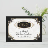 Art Deco Great Gatsby Style Typografie in Lace Gol Einladung (Stehend Vorderseite)