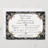 Art Deco Great Gatsby Style Typografie in Lace Gol Einladung (Rückseite)