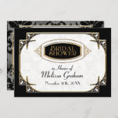 Art Deco Great Gatsby Style Typografie in Lace Gol Einladung (Vorne/Hinten)