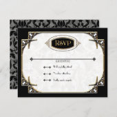 Art Deco Great Gatsby Style Typografie in Lace Gol RSVP Karte (Vorne/Hinten)