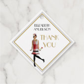 Art Deco Great Gatsby Vielen Dank Black Gold Flapp Geschenkanhänger (Vorderseite)
